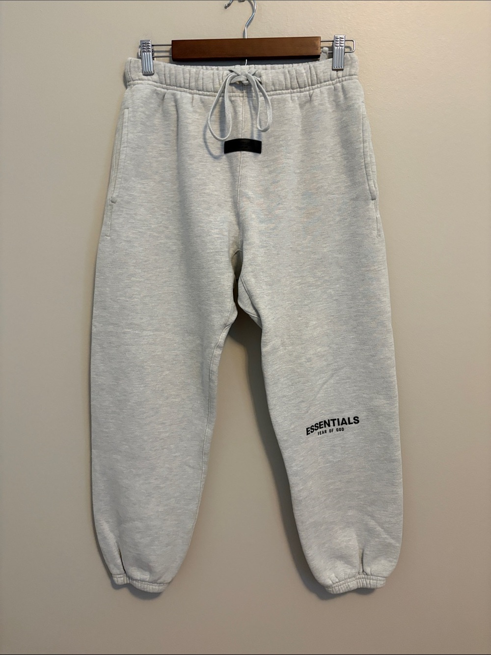 ESSENTIALS Heather Light Gray Sweatpants with Drawstring